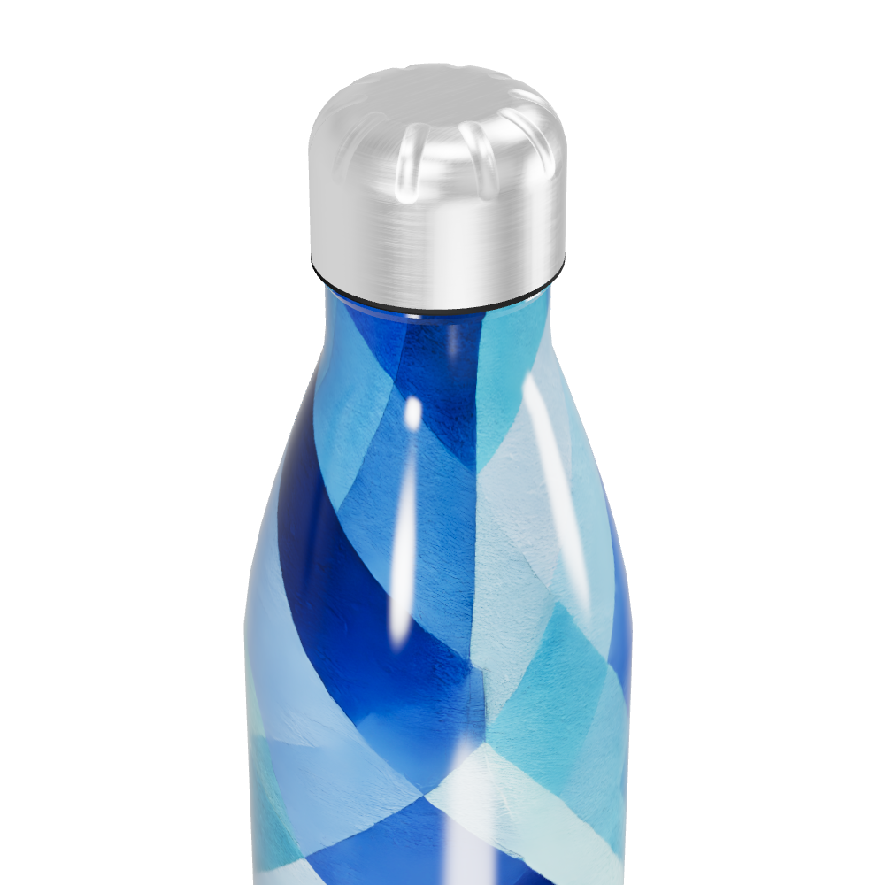 Garrafa Inox - Azul com Estampa Geométrica