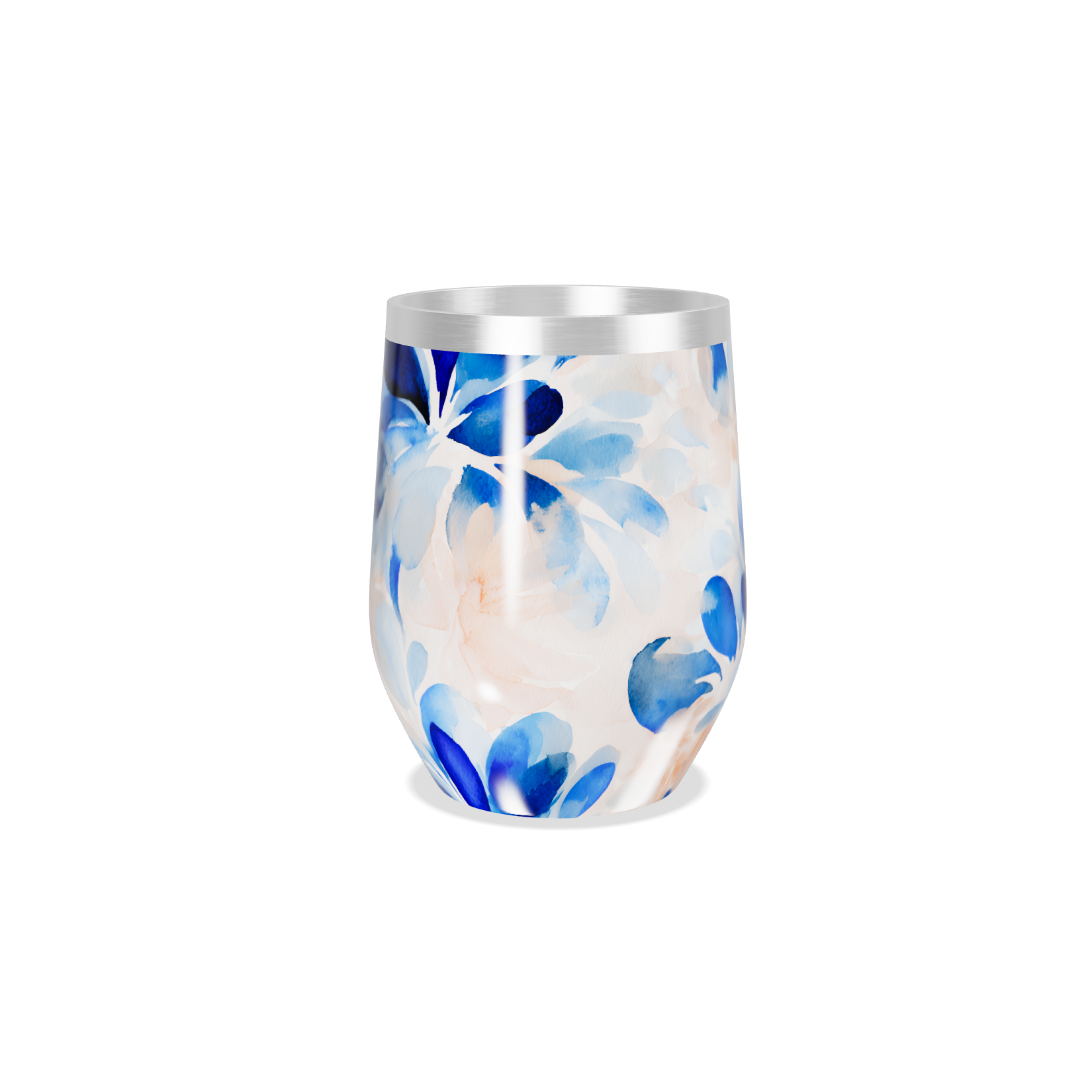 Copo Térmico Slim Flores Azuis Inox