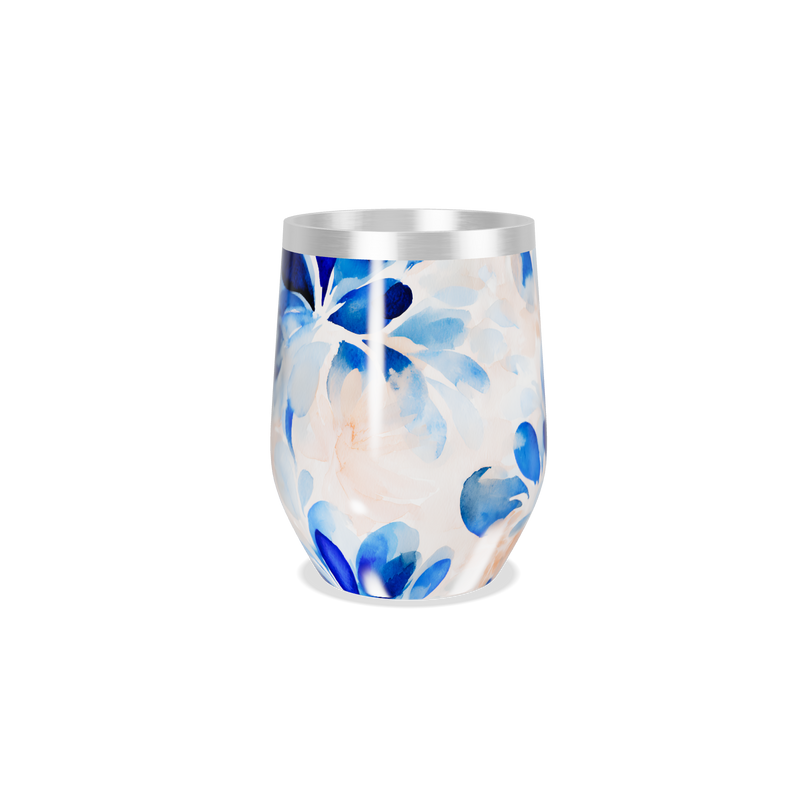 Copo Térmico Slim Flores Azuis Inox