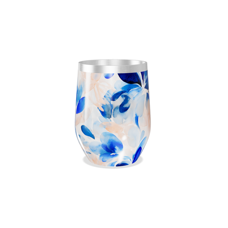 Copo Térmico Slim Flores Azuis Inox