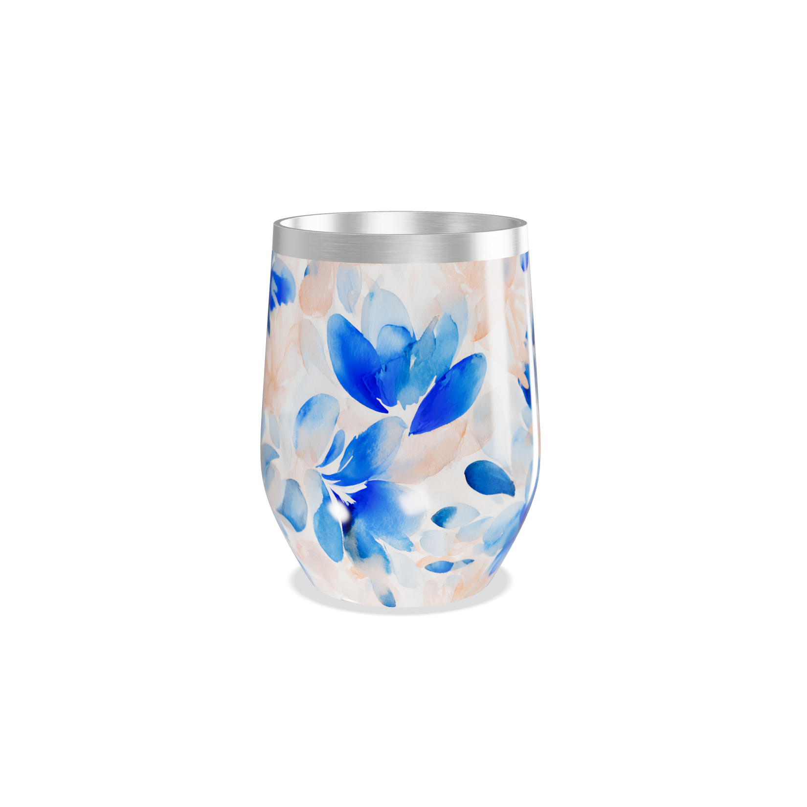 Copo Térmico Slim Flores Azuis Inox