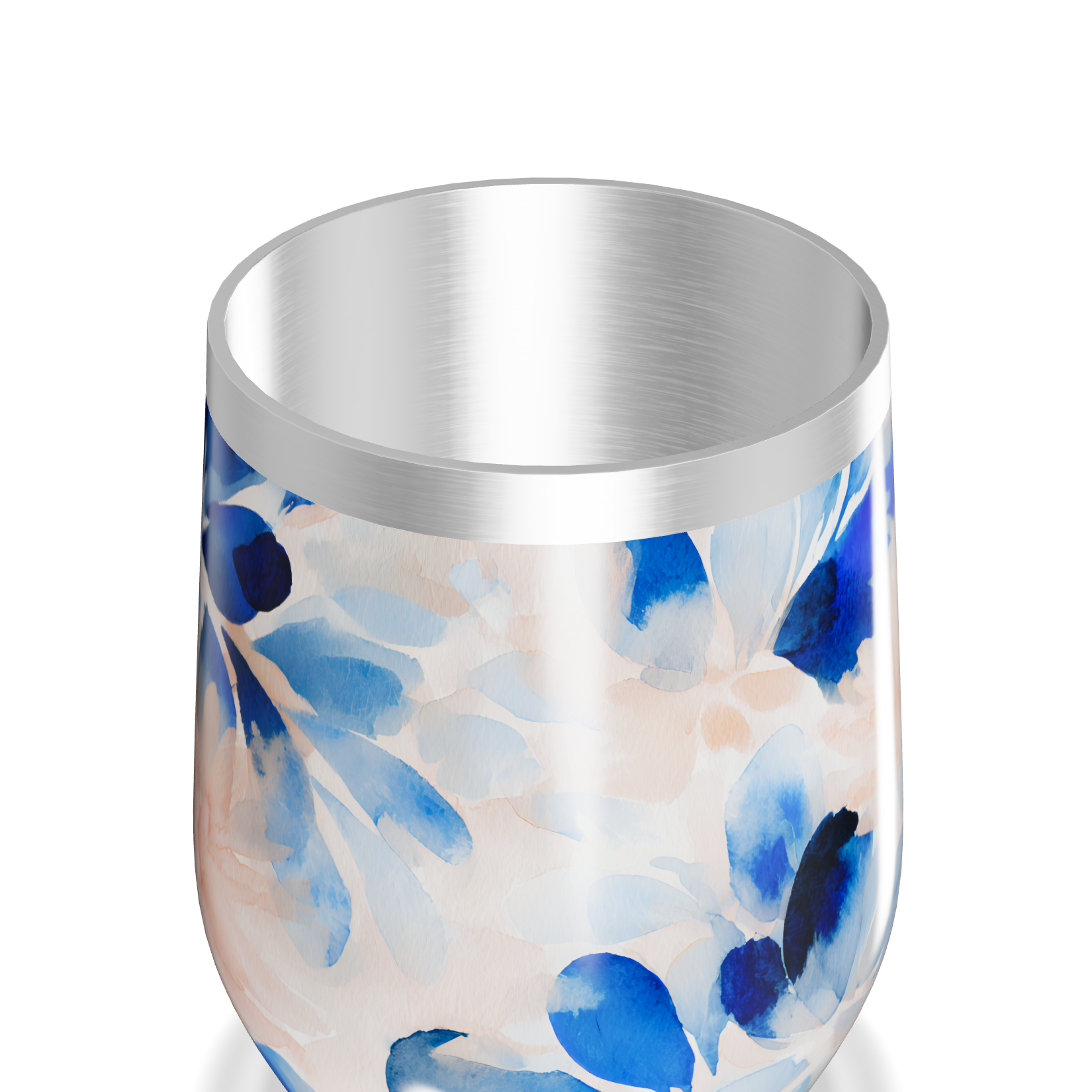 Copo Térmico Slim Flores Azuis Inox