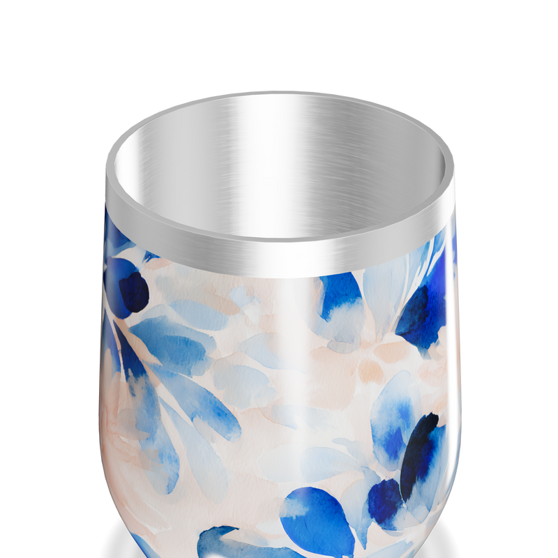Copo Térmico Slim Flores Azuis Inox