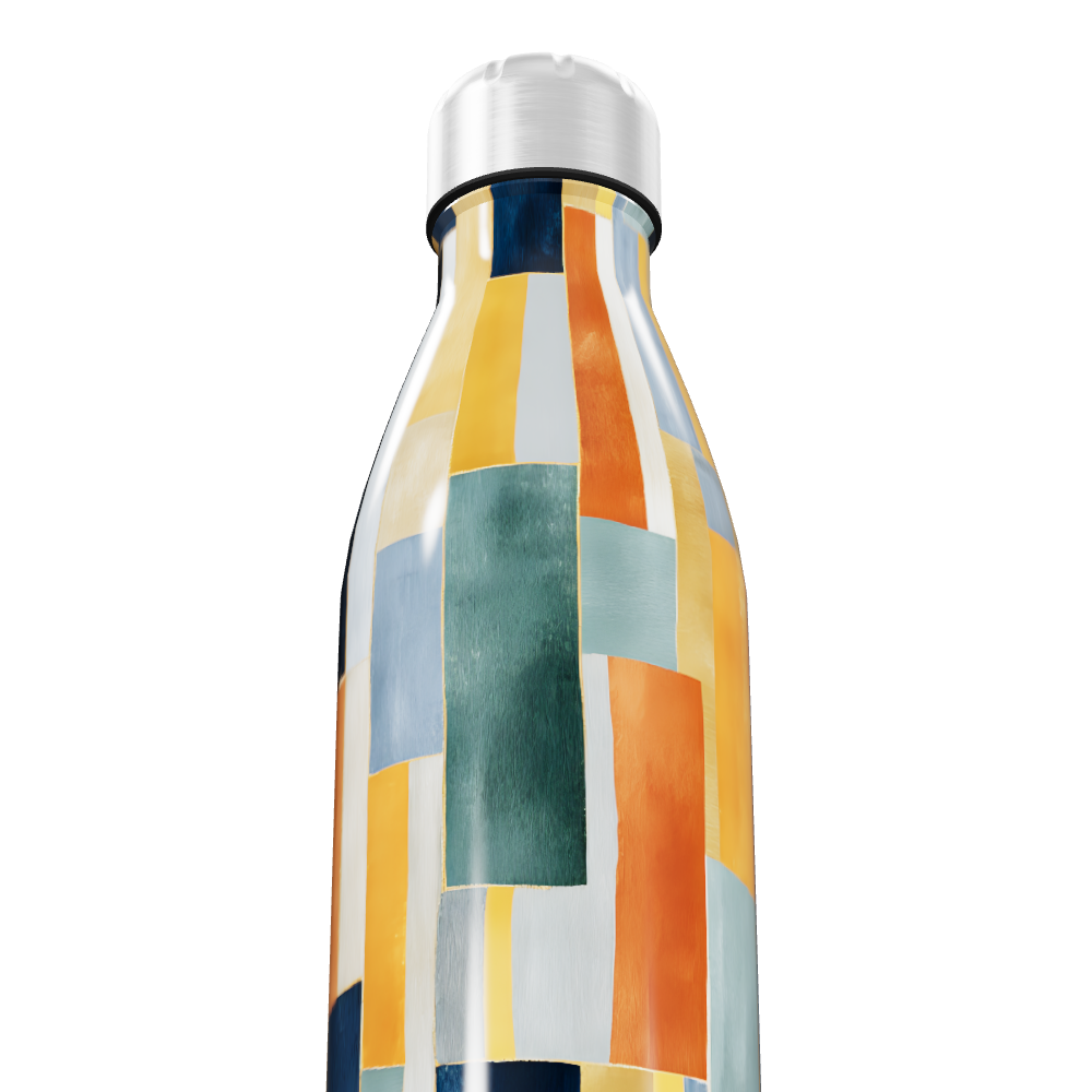 Garrafa Inox - Colorida com Estampa Geométrica