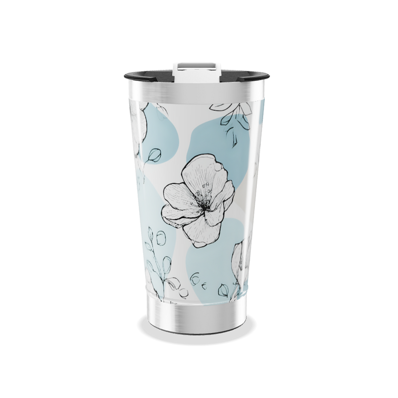 Copo Térmico - Floral Azul Inox