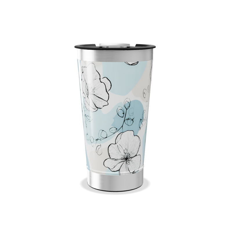 Copo Térmico - Floral Azul Inox
