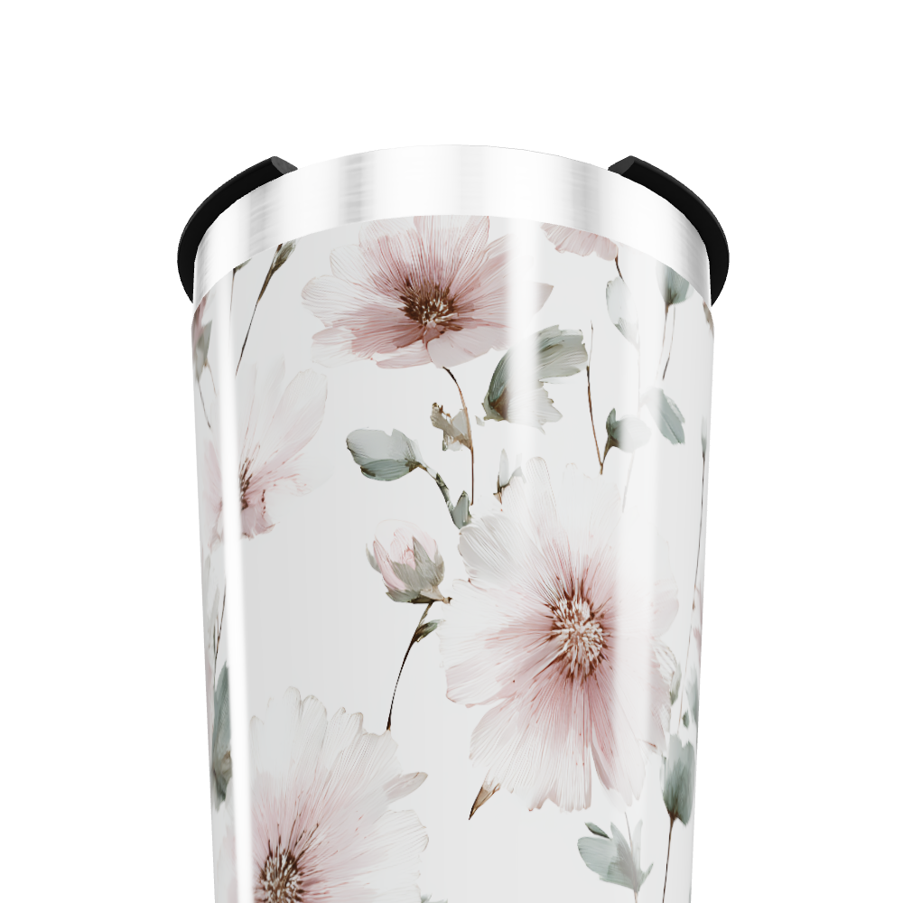 Copo Térmico - Flores Rosa em Aço Inox