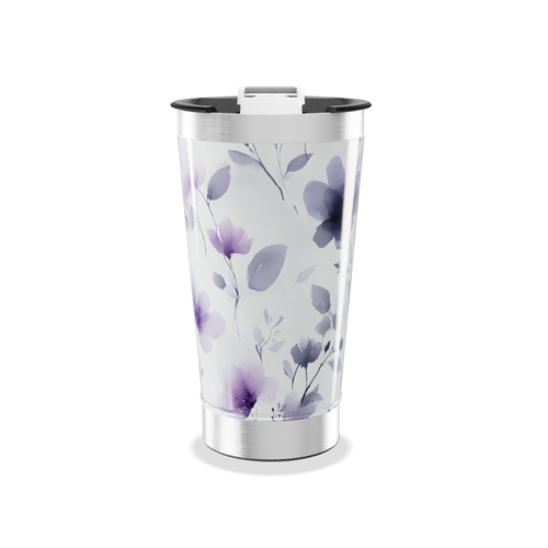 Copo Térmico - Floral Roxo Inox