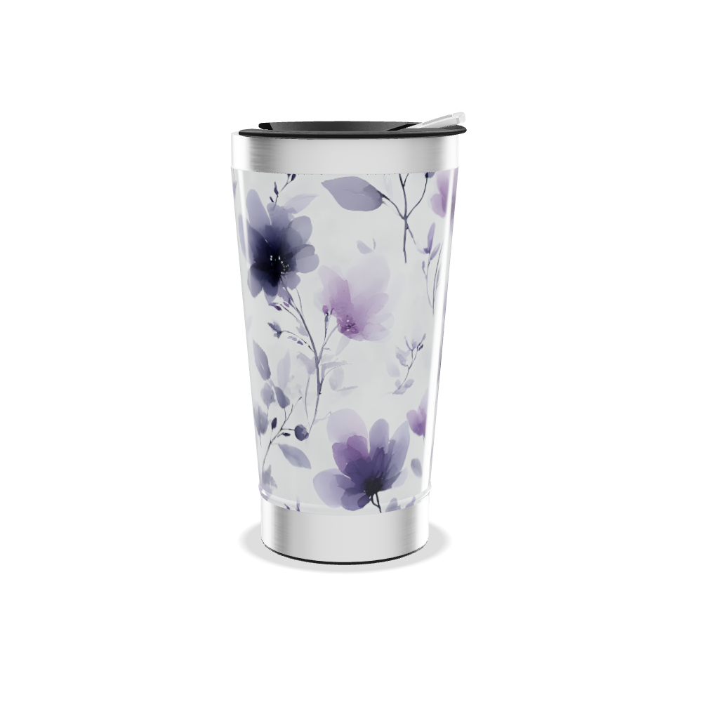 Copo Térmico - Floral Roxo Inox