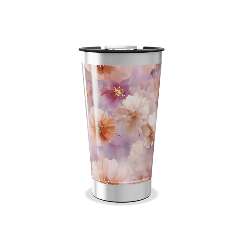 Copo Térmico - Floral Roxo e Rosa