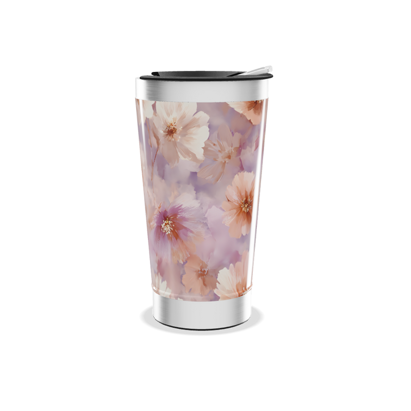 Copo Térmico - Floral Roxo e Rosa