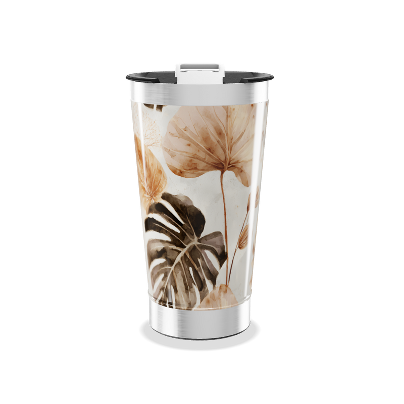Copo Térmico - Estampa Folhagem Bege