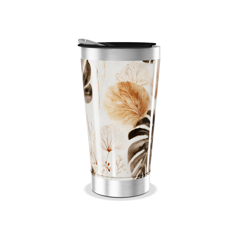 Copo Térmico - Estampa Folhagem Bege