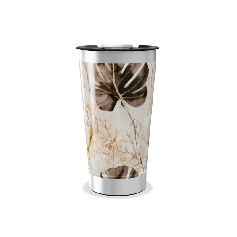 Copo Térmico - Estampa Folhagem Bege