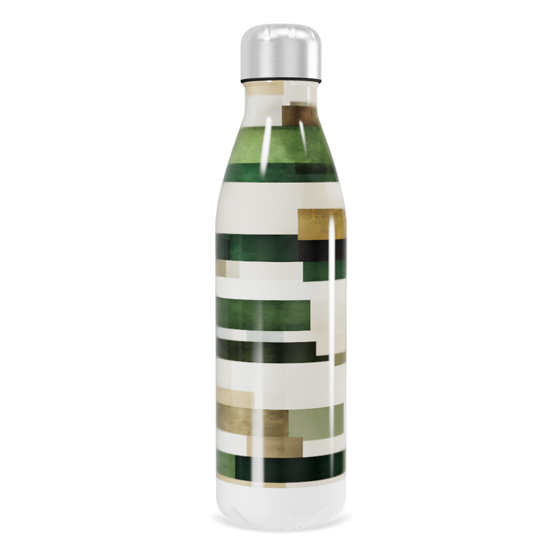 Garrafa Inox - Estampa Geométrica Verde