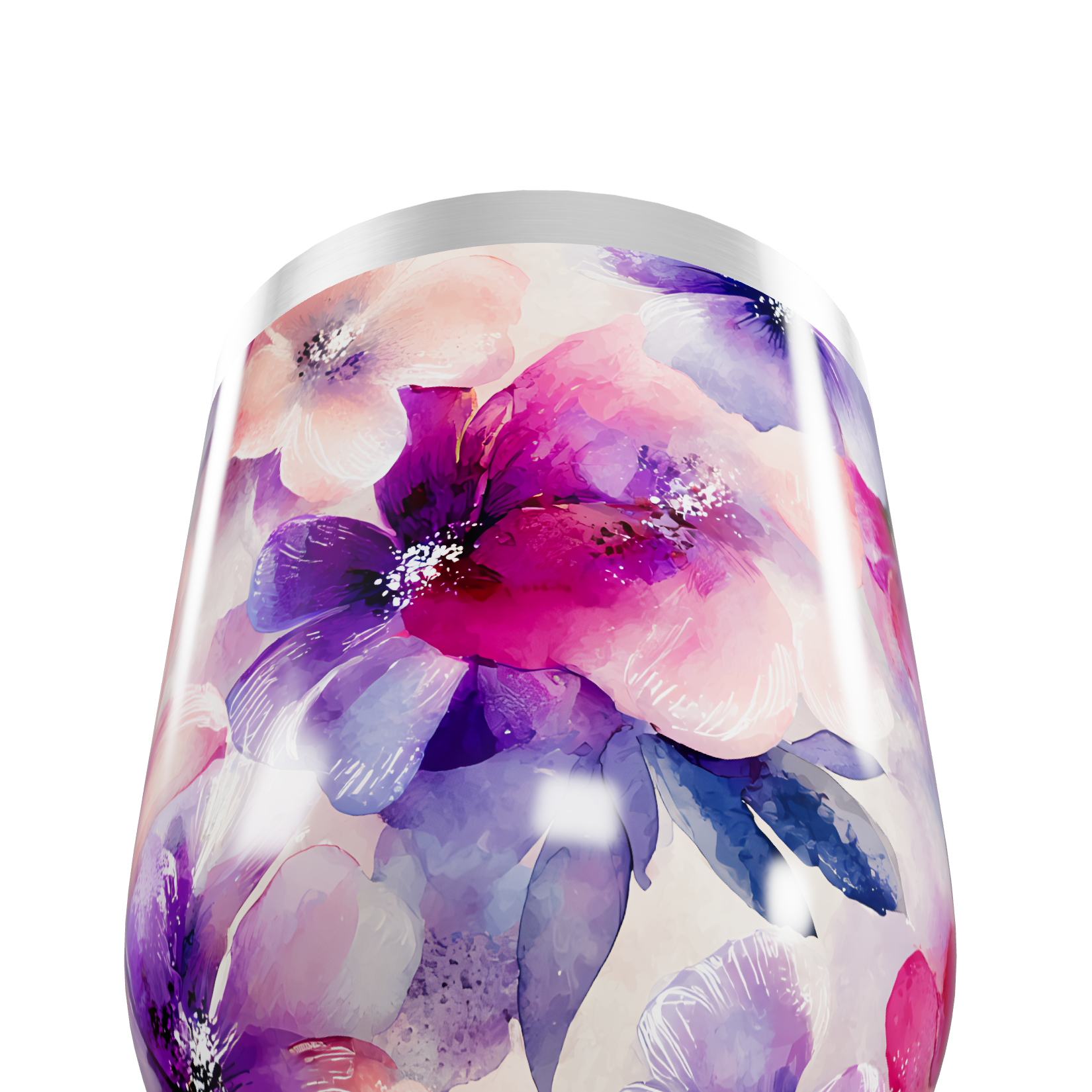 Copo Térmico Slim - Floral Aquarela Inox