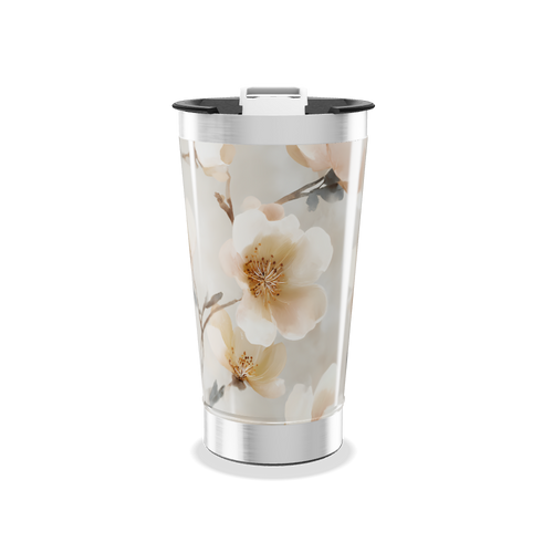 Copo Térmico - Floral Bege Aço Inox