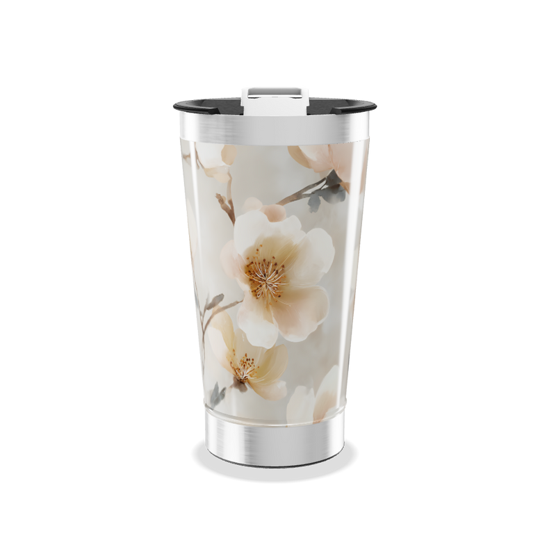 Copo Térmico - Floral Bege Aço Inox
