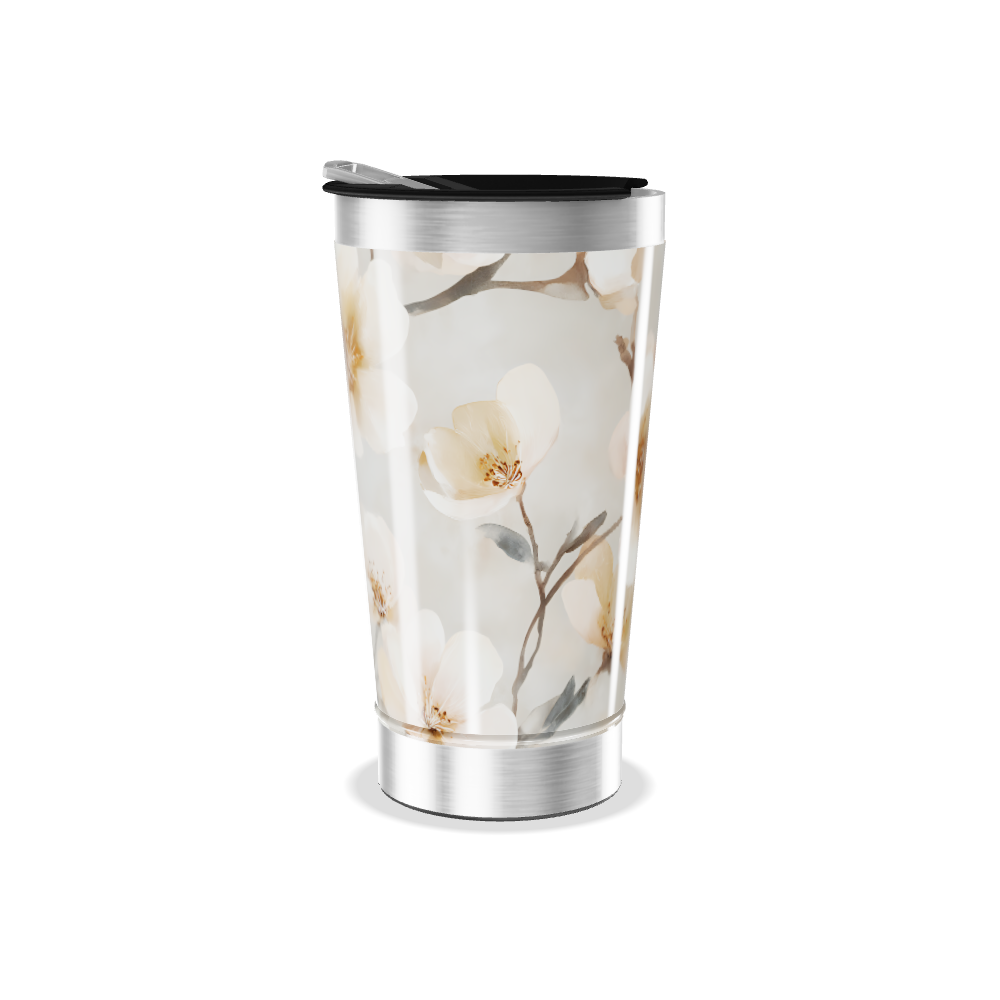 Copo Térmico - Floral Bege Aço Inox