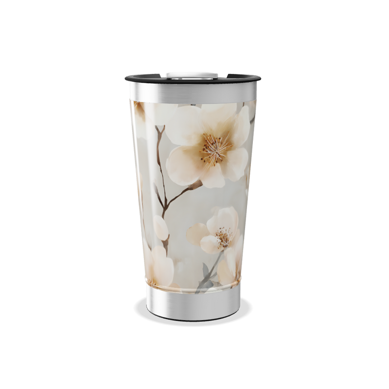 Copo Térmico - Floral Bege Aço Inox