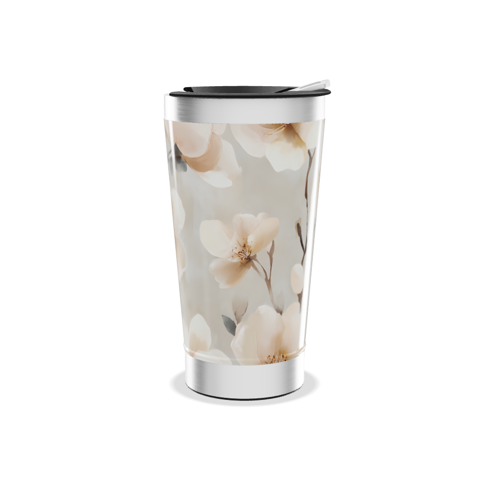 Copo Térmico - Floral Bege Aço Inox
