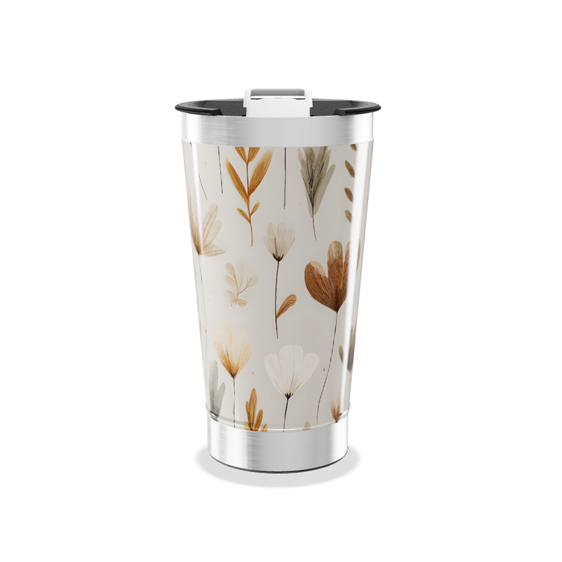 Copo Térmico - Floral Bege Inox