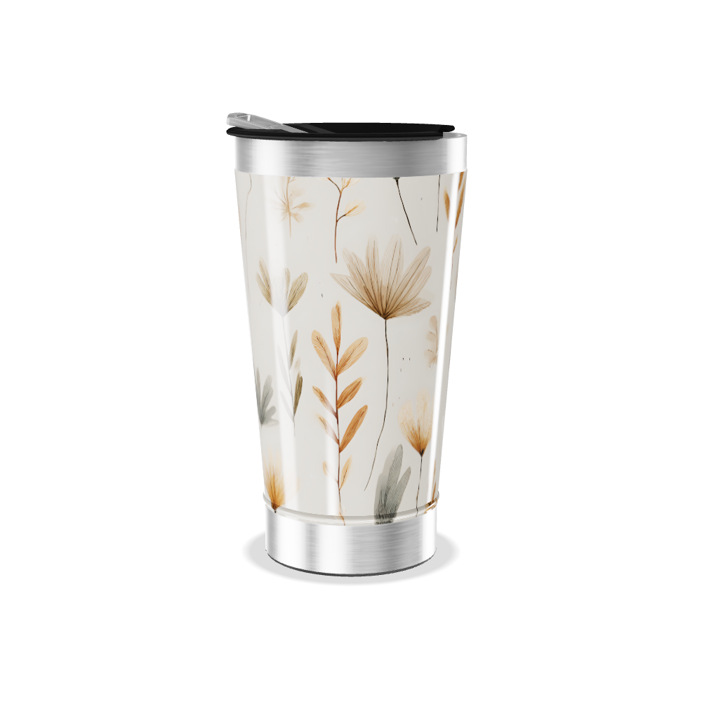 Copo Térmico - Floral Bege Inox