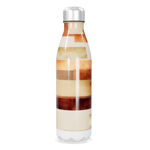 Garrafa Inox - Estampada Listras Bege e Marrom
