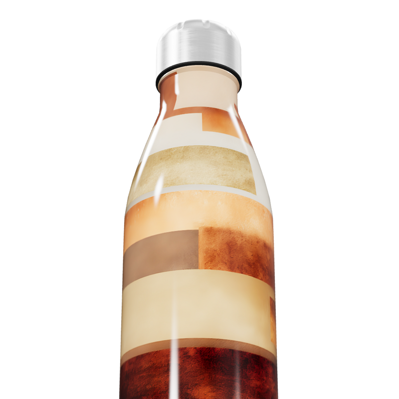 Garrafa Inox - Estampada Listras Bege e Marrom