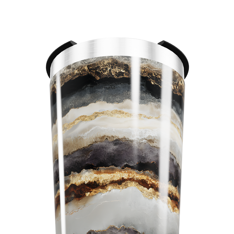 Copo Térmico - Mármore Preto e Dourado