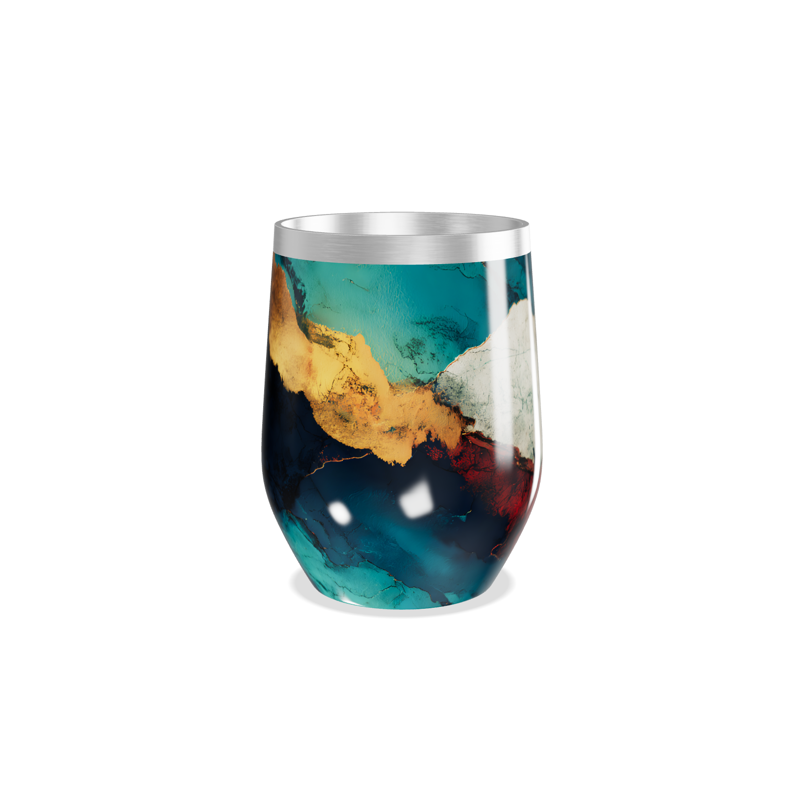 Copo Térmico Slim - Marmorizado Azul e Dourado