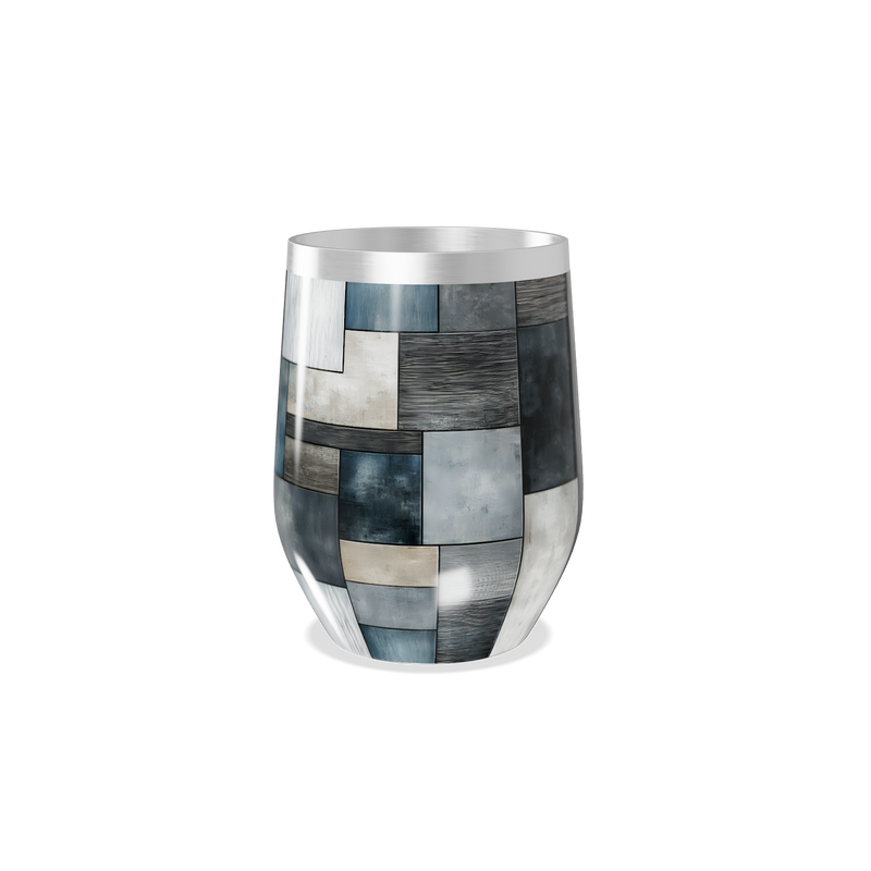 Copo Térmico Slim - Inox Patchwork Azul