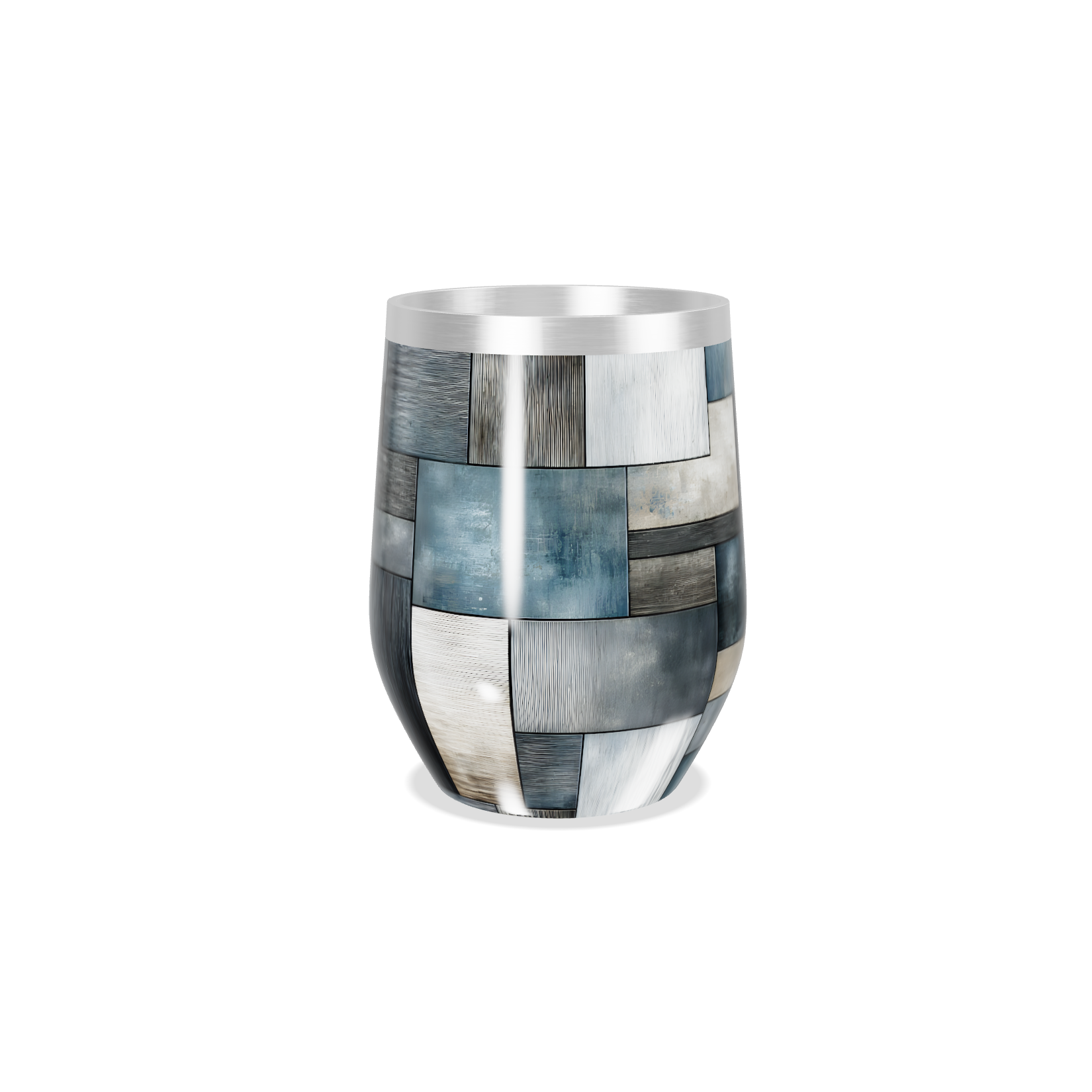 Copo Térmico Slim - Inox Patchwork Azul