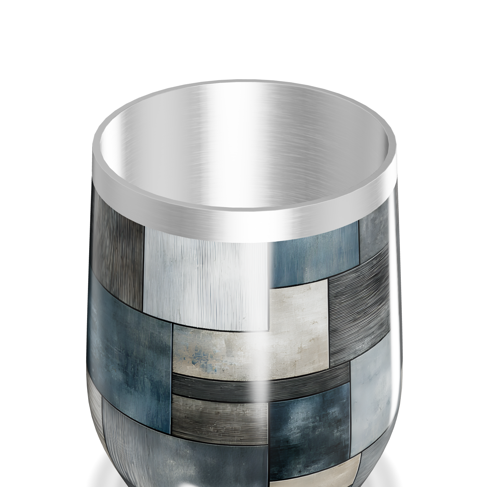 Copo Térmico Slim - Inox Patchwork Azul