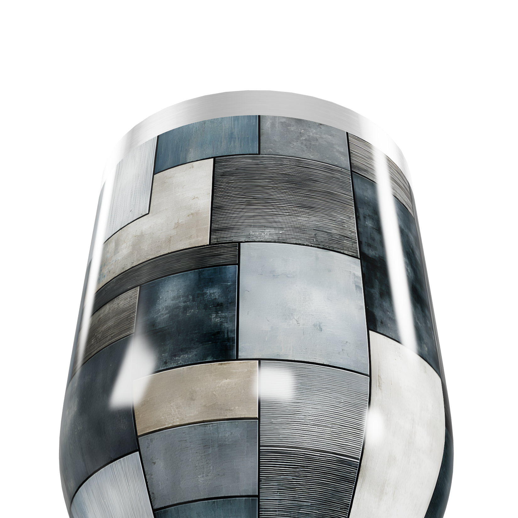 Copo Térmico Slim - Inox Patchwork Azul