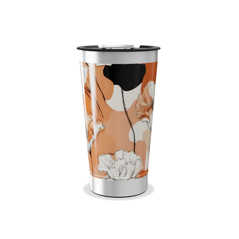 Copo Térmico - Floral Laranja Aço Inox