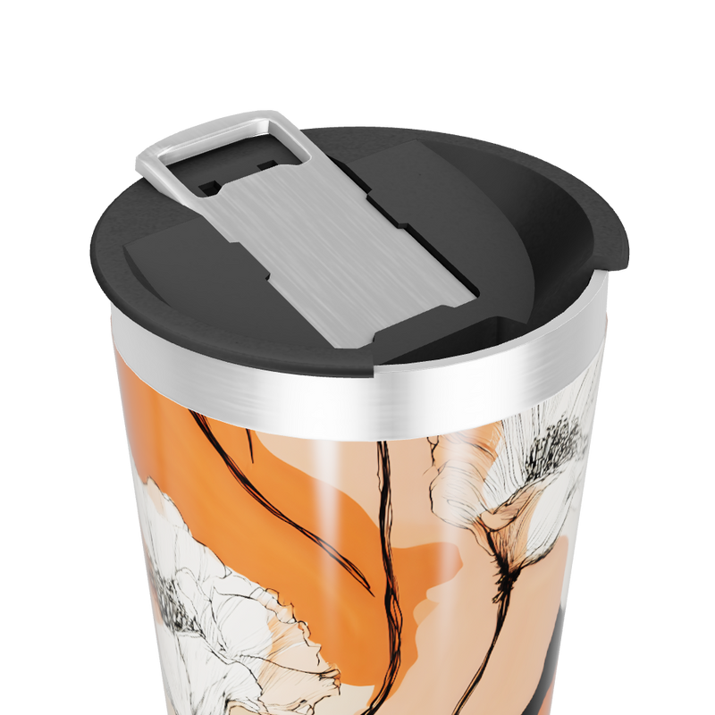 Copo Térmico - Floral Laranja Aço Inox