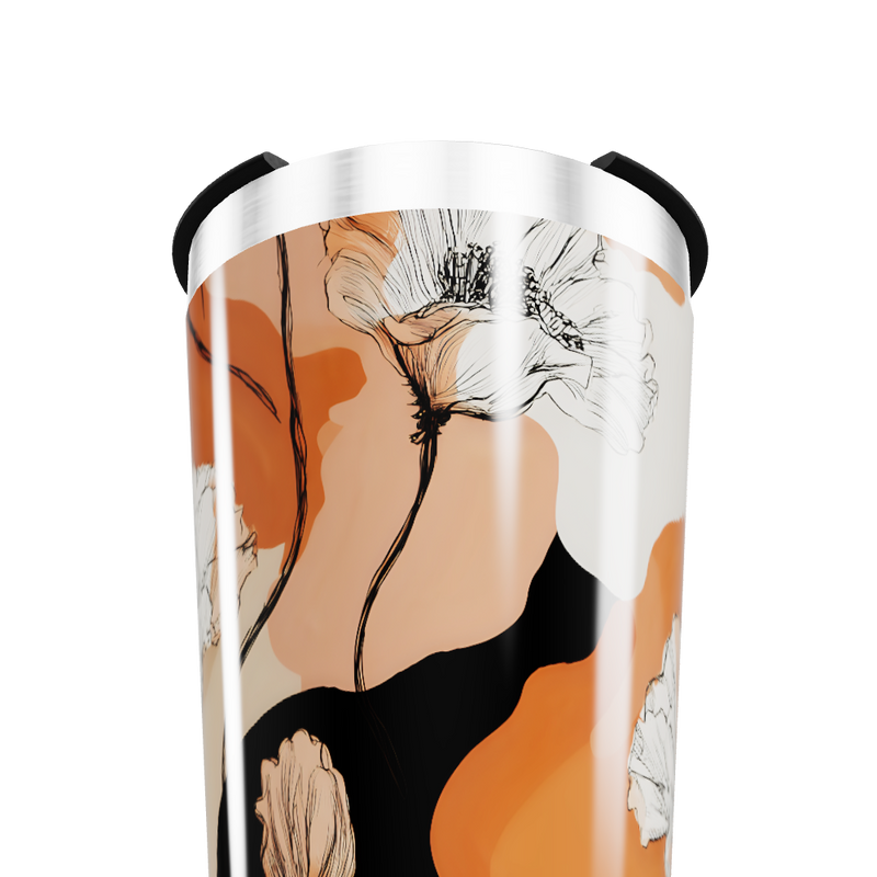 Copo Térmico - Floral Laranja Aço Inox