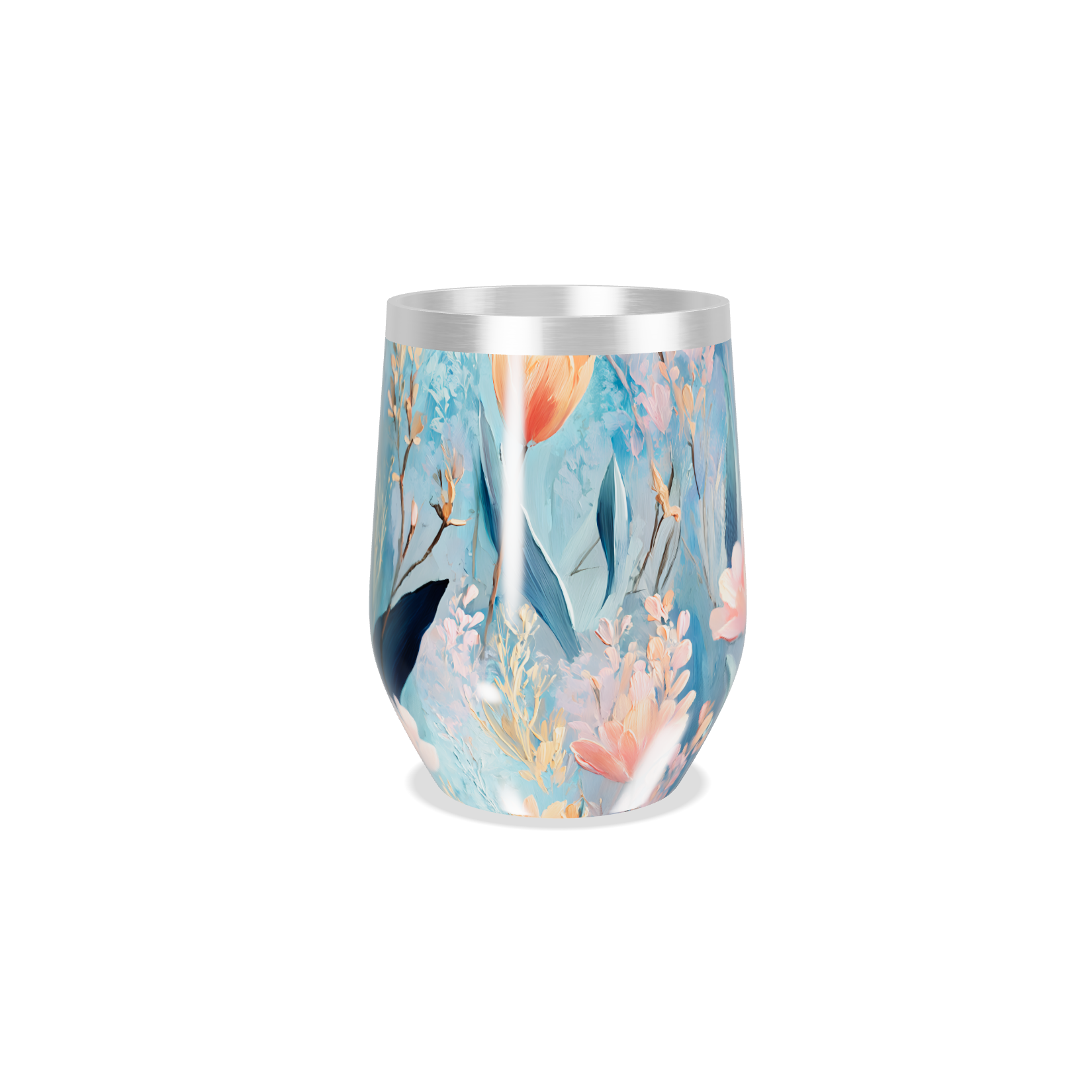 Copo Térmico Slim - Floral Azul