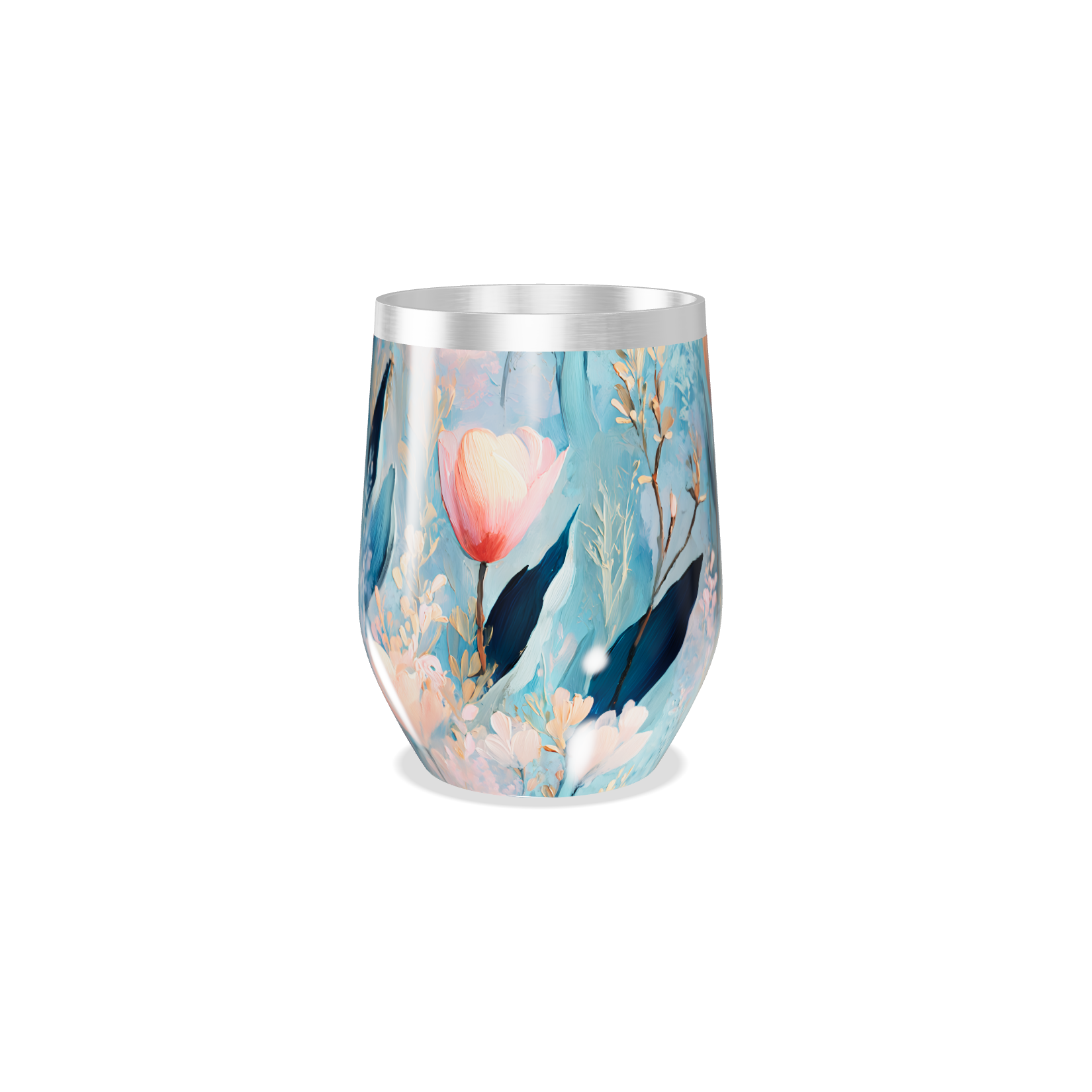 Copo Térmico Slim - Floral Azul