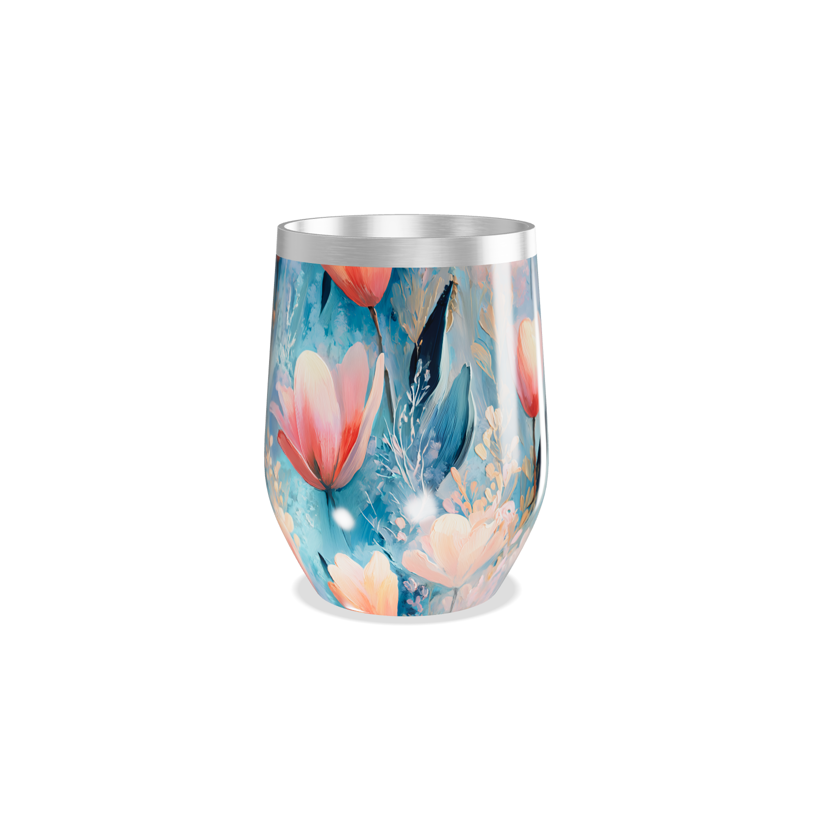 Copo Térmico Slim - Floral Azul
