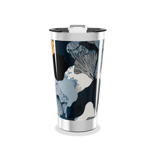 Copo Térmico - Azul com Estampa Abstrata