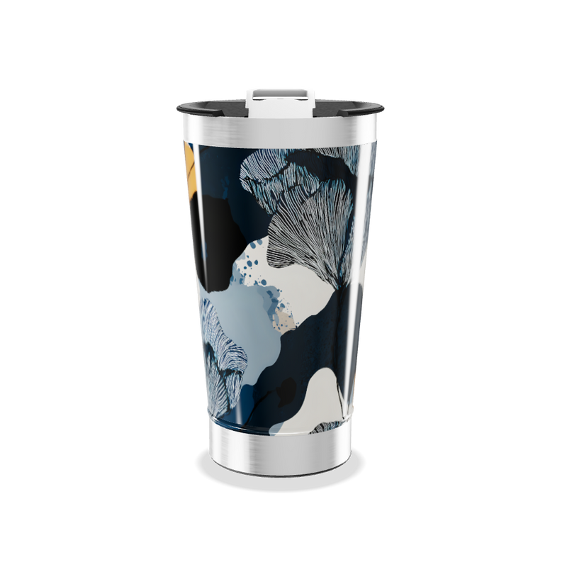 Copo Térmico - Azul com Estampa Abstrata