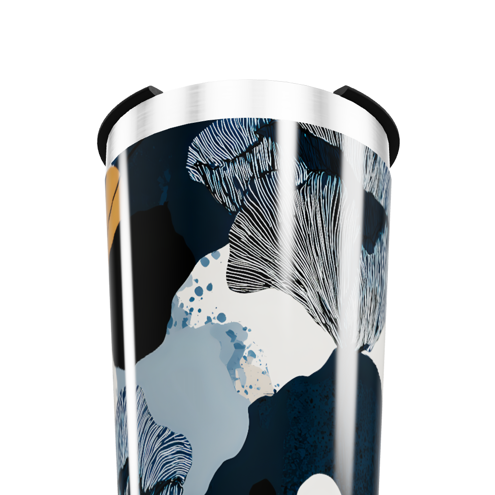 Copo Térmico - Azul com Estampa Abstrata