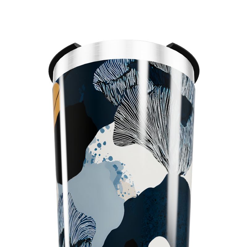 Copo Térmico - Azul com Estampa Abstrata