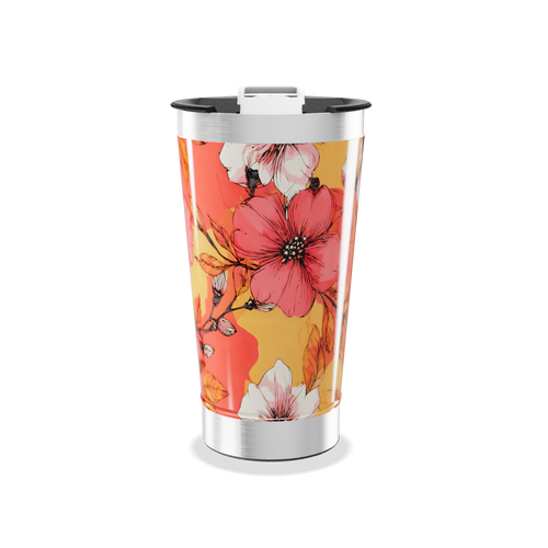 Copo Térmico - Floral Laranja Aço Inox