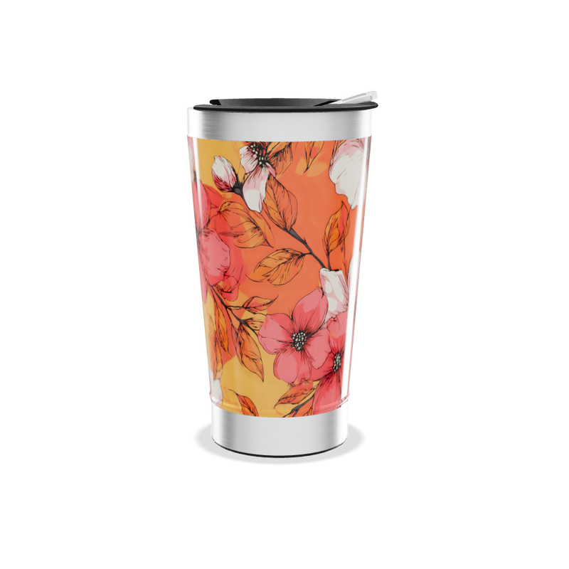 Copo Térmico - Floral Laranja Aço Inox