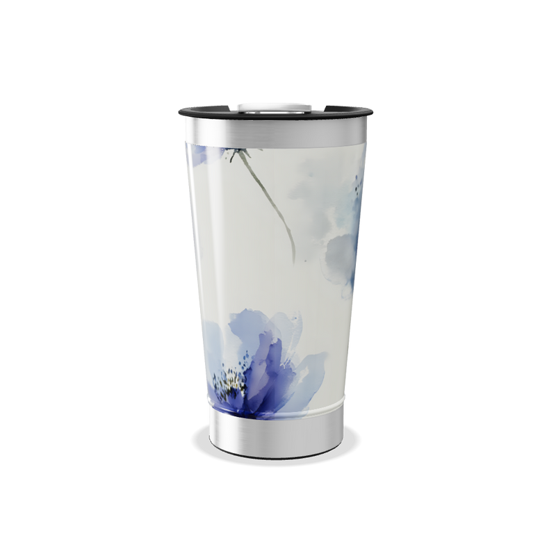 Copo Térmico - Floral Azul Inox