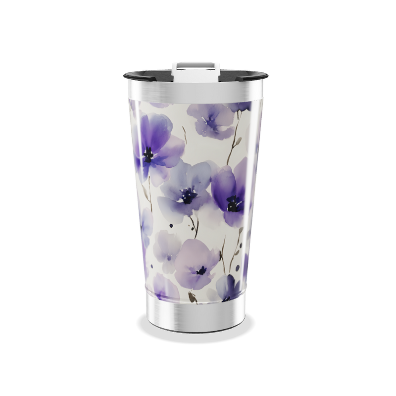 Copo Térmico - Floral Roxo Aço Inox