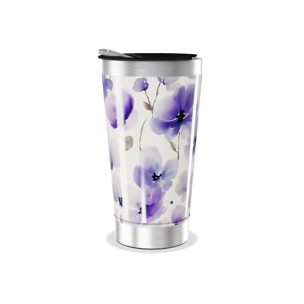 Copo Térmico - Floral Roxo Aço Inox